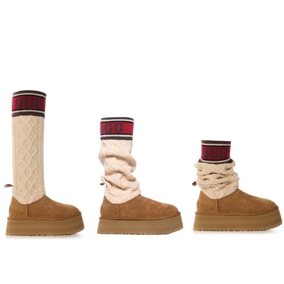 NIB - UGG Classic Sweater Letter Tall Boot, Chestnut - Size 8 - Picture 6 of 12